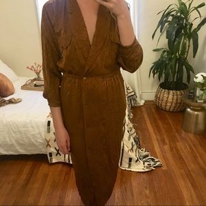 Vintage Silk Long Sleeved Slip Dress